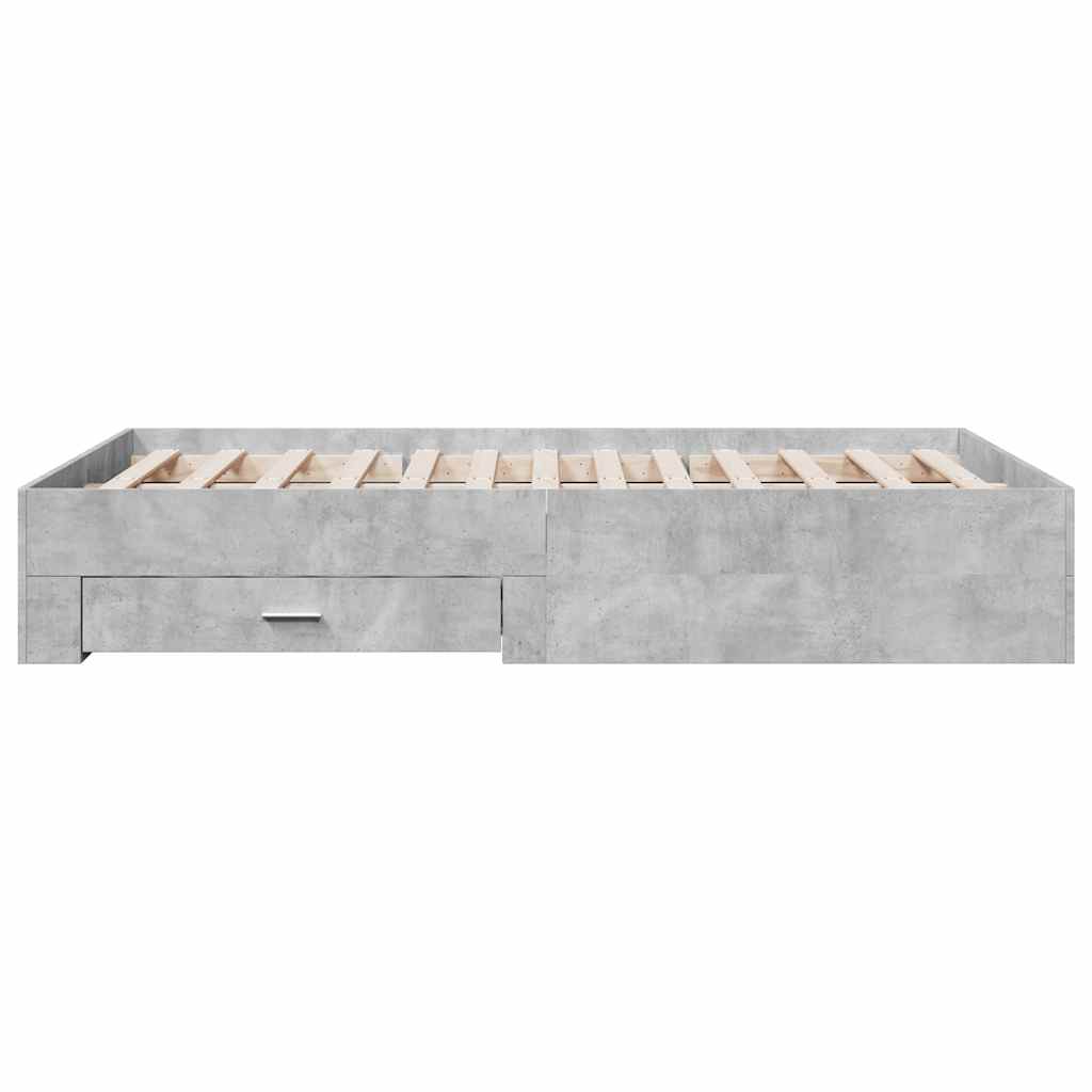 Cadre de lit avec tiroirs sans matelas gris béton 120x200 cm - XIOS