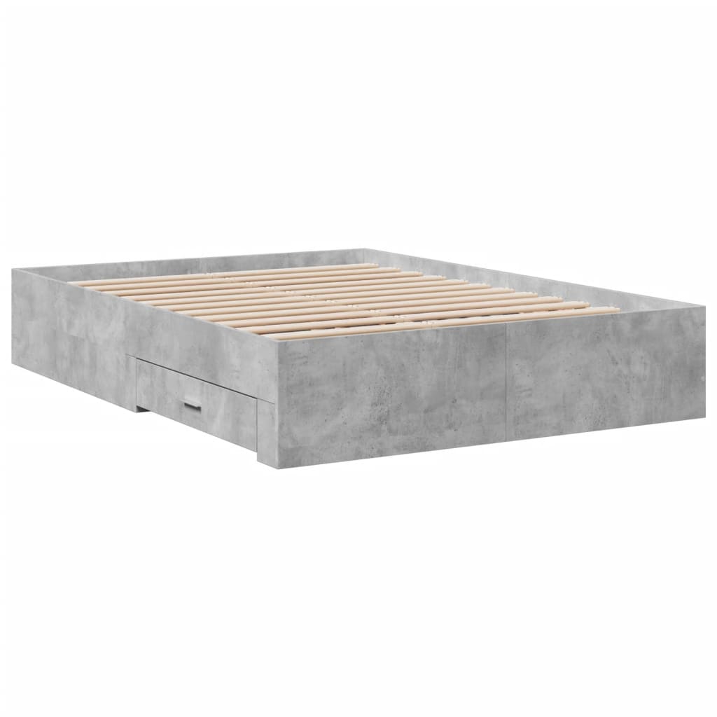 Cadre de lit avec tiroirs sans matelas gris béton 120x200 cm - XIOS