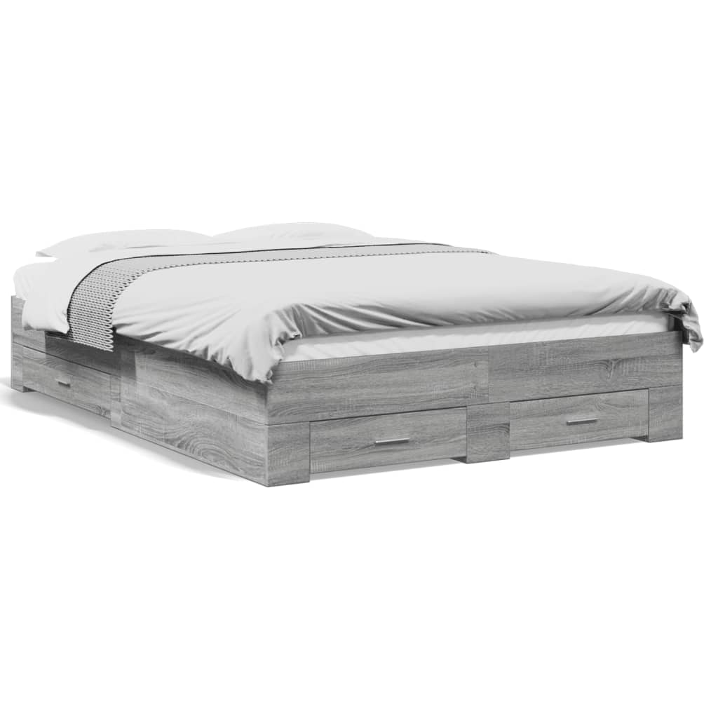 Cadre de lit avec tiroirs sans matelas sonoma gris 120x200 cm - XIOS