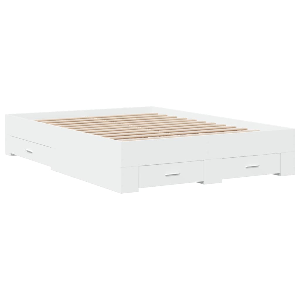 Cadre de lit avec tiroirs sans matelas blanc 140x190 cm - XIOS