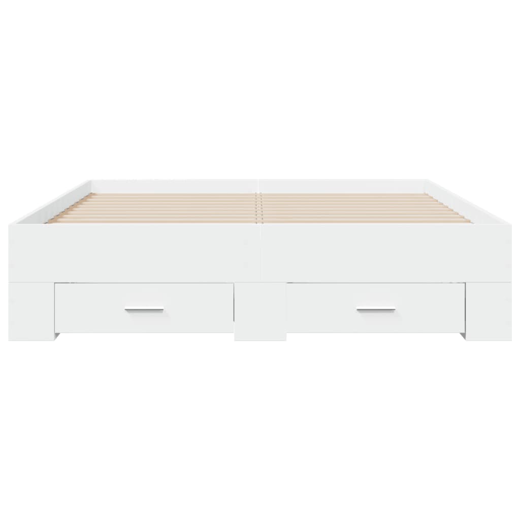 Cadre de lit avec tiroirs sans matelas blanc 140x190 cm - XIOS
