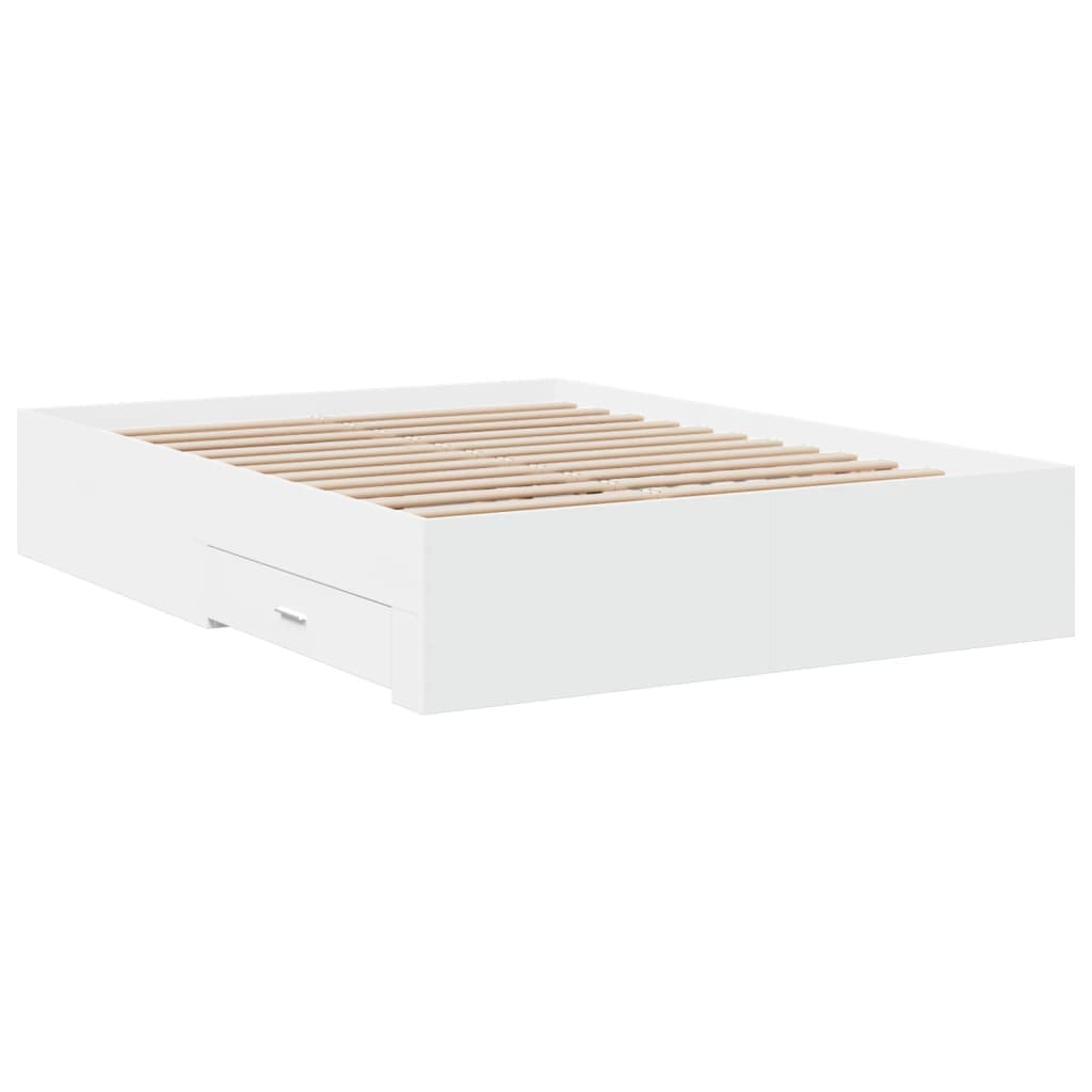 Cadre de lit avec tiroirs sans matelas blanc 140x190 cm - XIOS