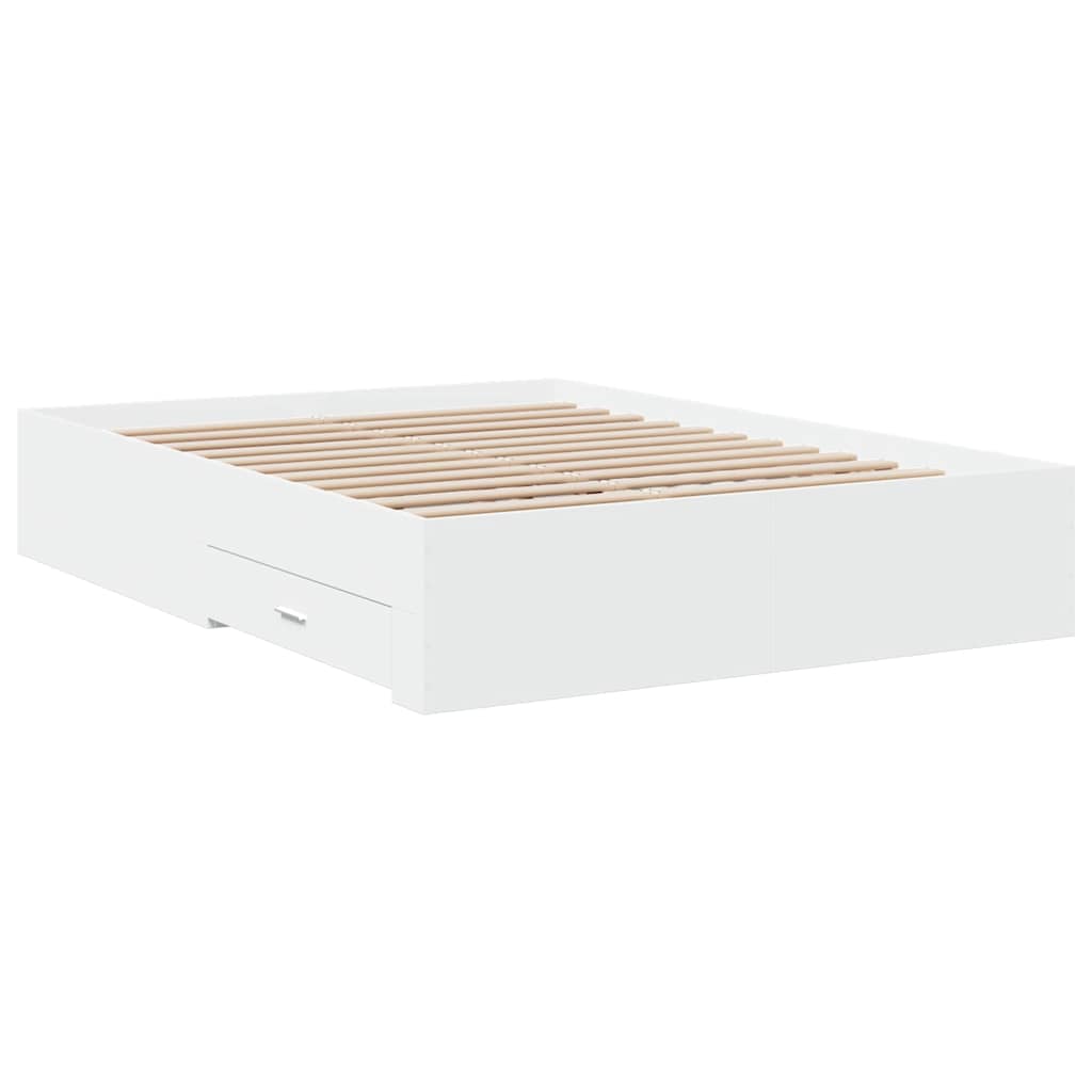 Cadre de lit avec tiroirs sans matelas blanc 140x190 cm - XIOS