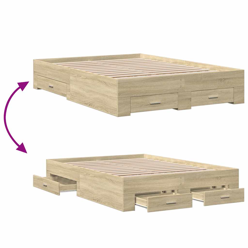 Cadre de lit avec tiroirs sans matelas chêne sonoma 140x190 cm - XIOS