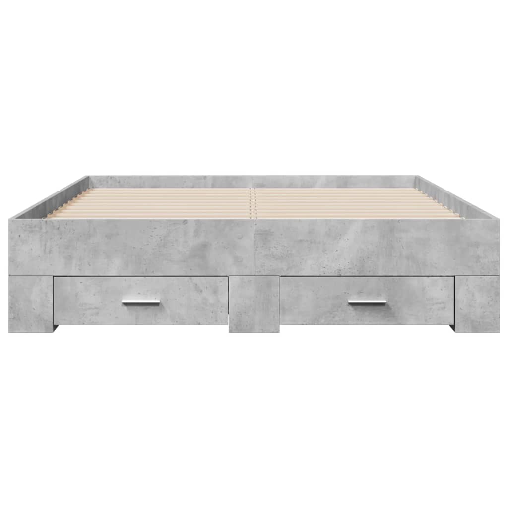 Cadre de lit avec tiroirs sans matelas gris béton 140x190 cm - XIOS