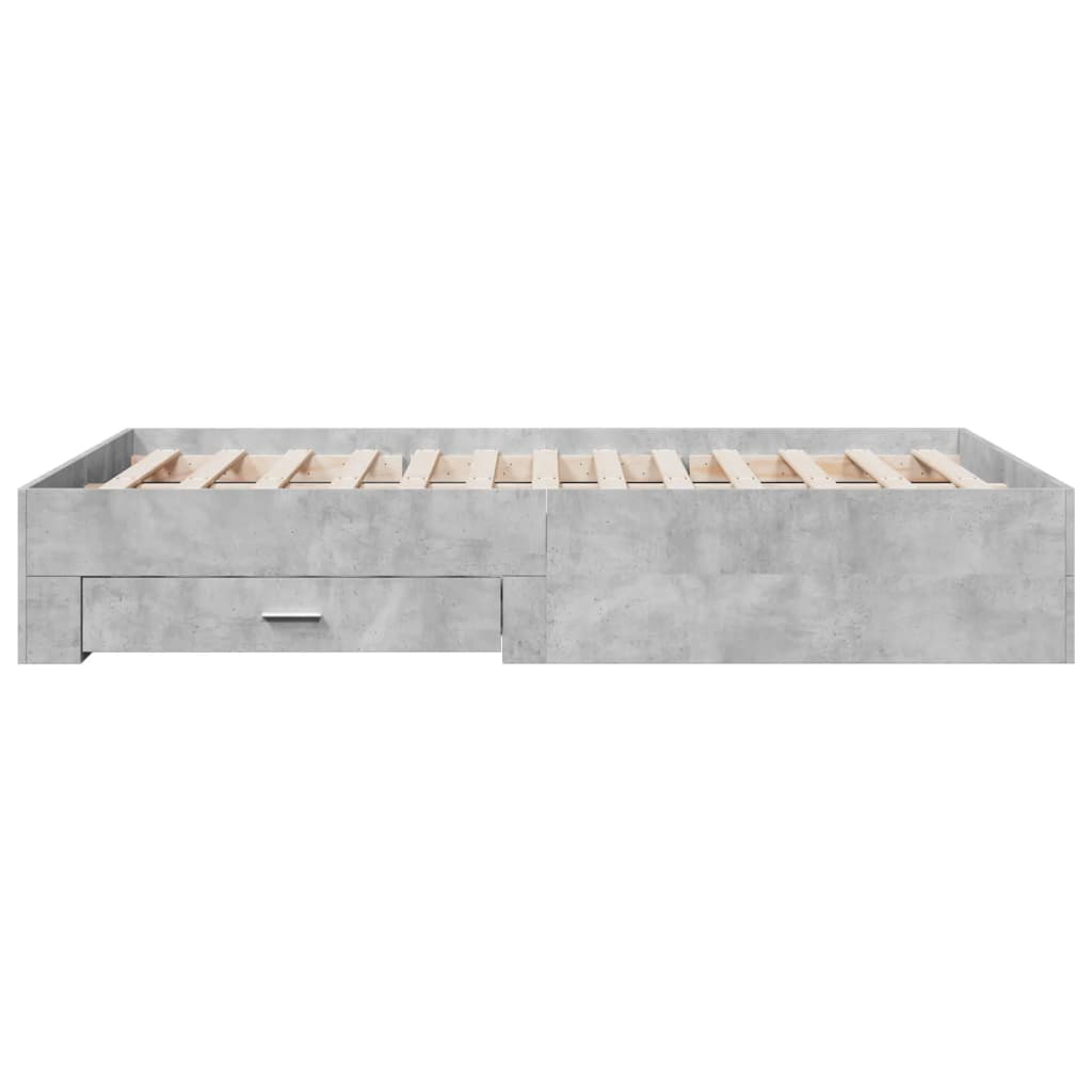Cadre de lit avec tiroirs sans matelas gris béton 140x190 cm - XIOS