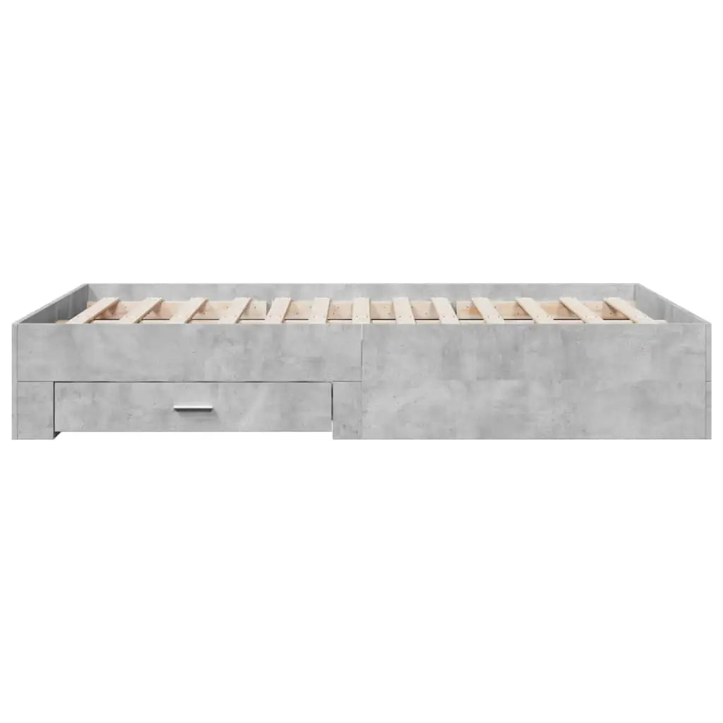 Cadre de lit avec tiroirs sans matelas gris béton 140x190 cm - XIOS