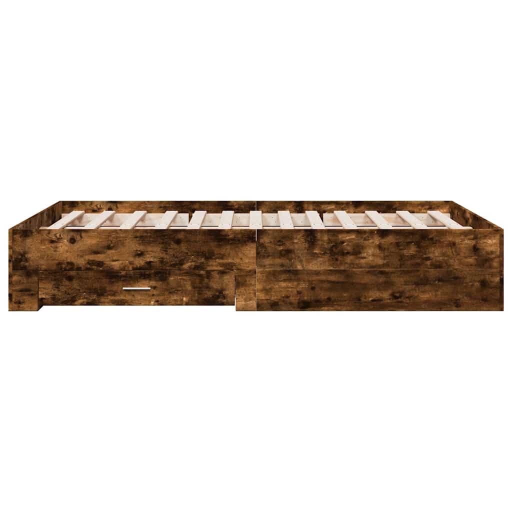 Cadre de lit avec tiroirs sans matelas chêne fumé 140x190 cm - XIOS