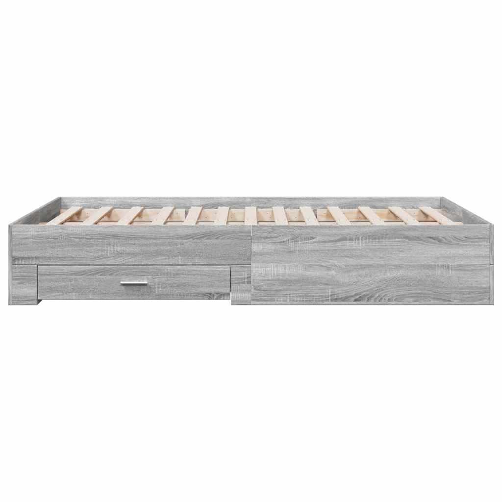 Cadre de lit avec tiroirs sans matelas sonoma gris 140x190 cm - XIOS