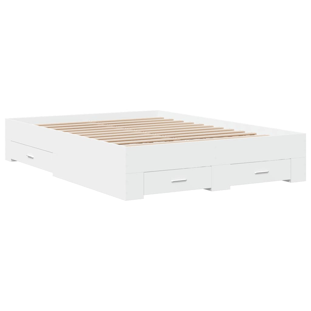 Cadre de lit avec tiroirs sans matelas blanc 135x190 cm - XIOS