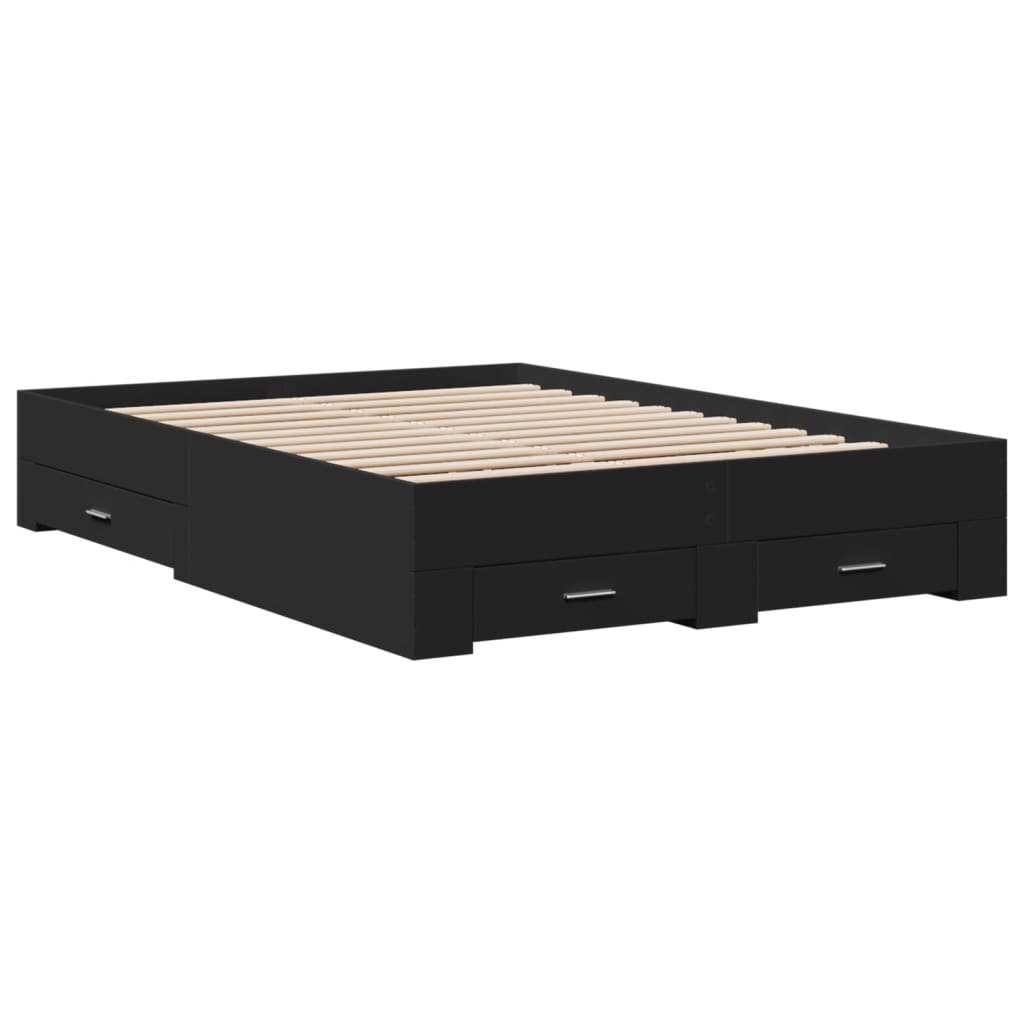 Cadre de lit avec tiroirs sans matelas noir 135x190 cm - XIOS