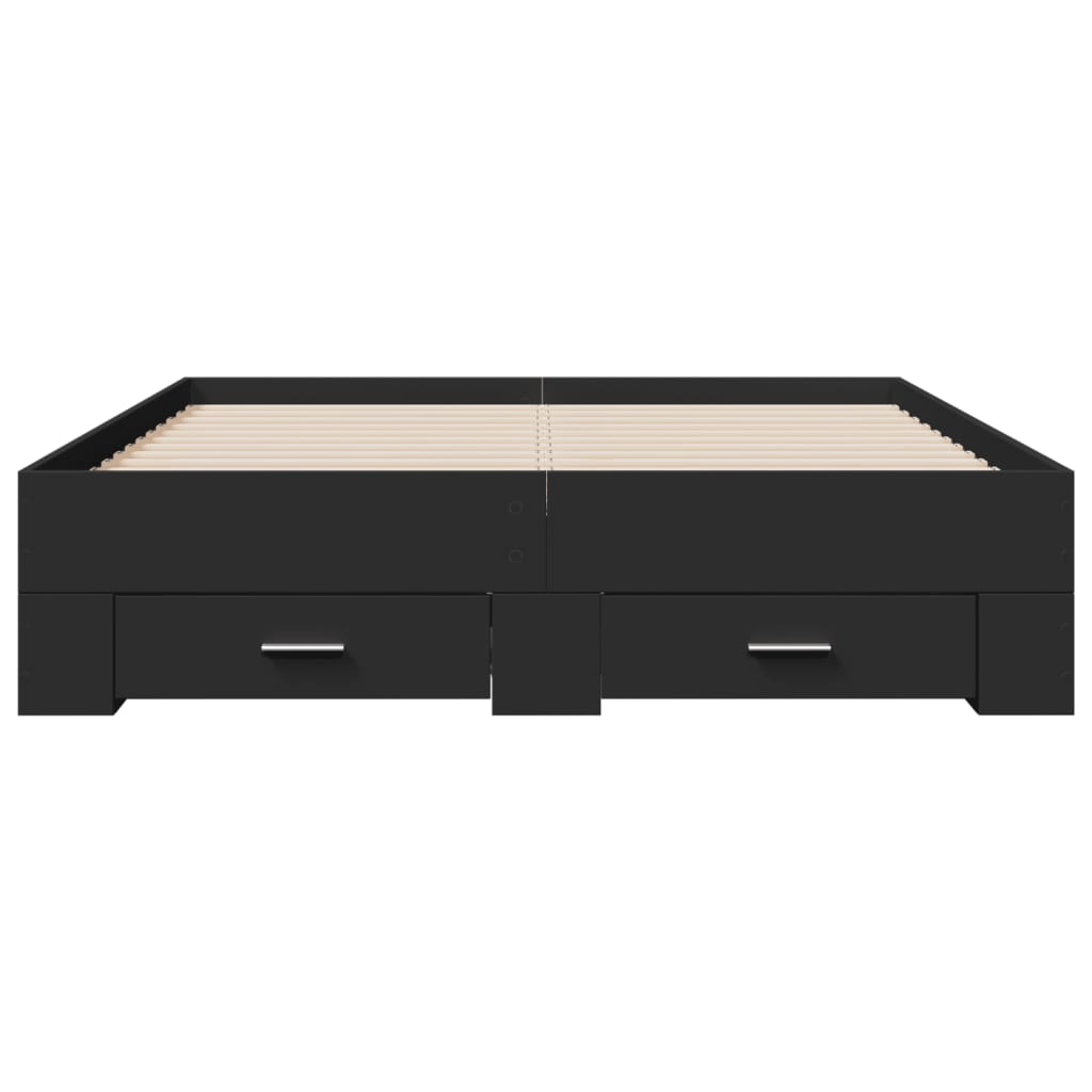 Cadre de lit avec tiroirs sans matelas noir 135x190 cm - XIOS