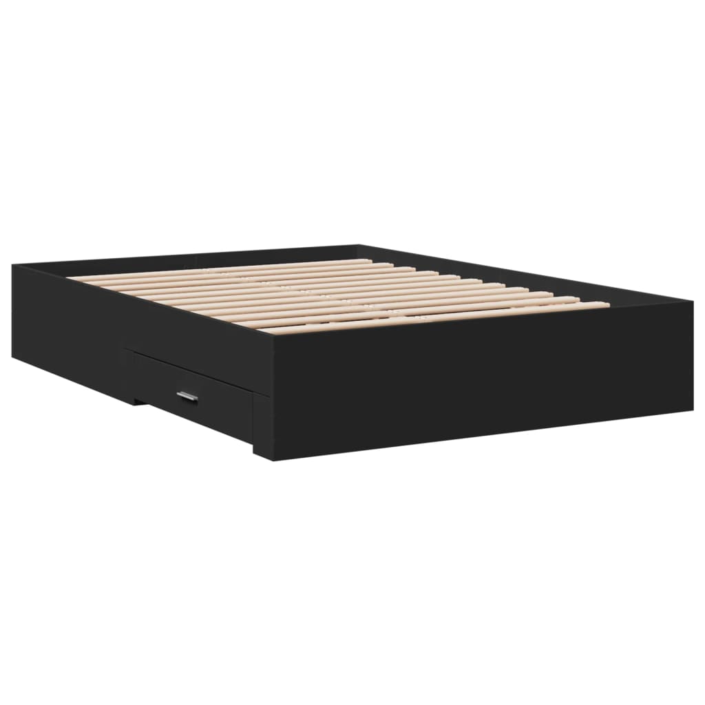 Cadre de lit avec tiroirs sans matelas noir 135x190 cm - XIOS