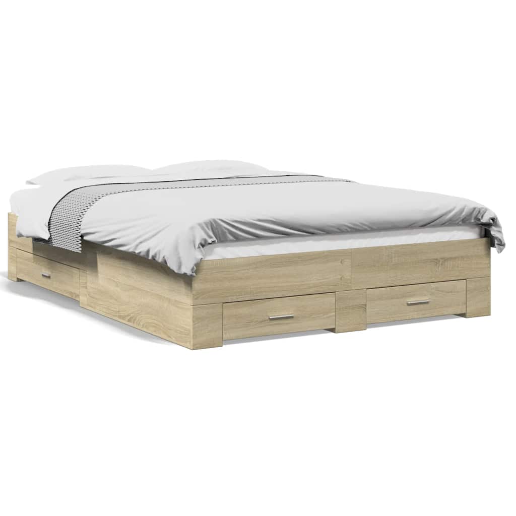 Cadre de lit avec tiroirs sans matelas chêne sonoma 135x190 cm - XIOS