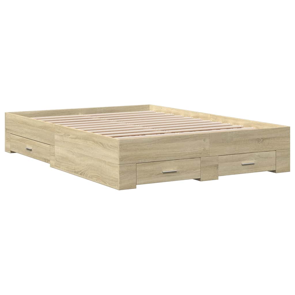 Cadre de lit avec tiroirs sans matelas chêne sonoma 135x190 cm - XIOS