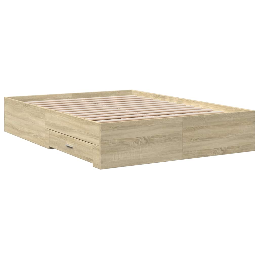 Cadre de lit avec tiroirs sans matelas chêne sonoma 135x190 cm - XIOS