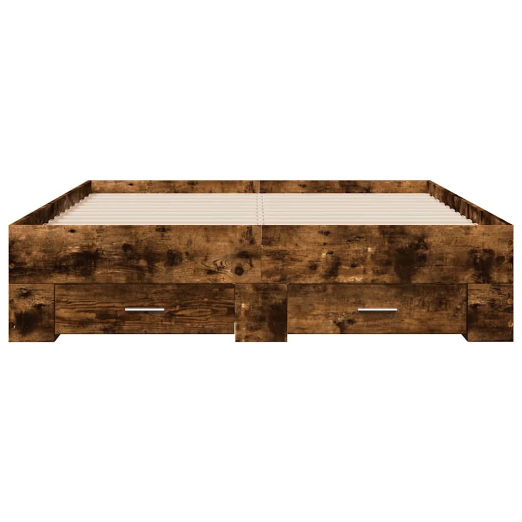 Cadre de lit avec tiroirs sans matelas chêne fumé 135x190 cm - XIOS