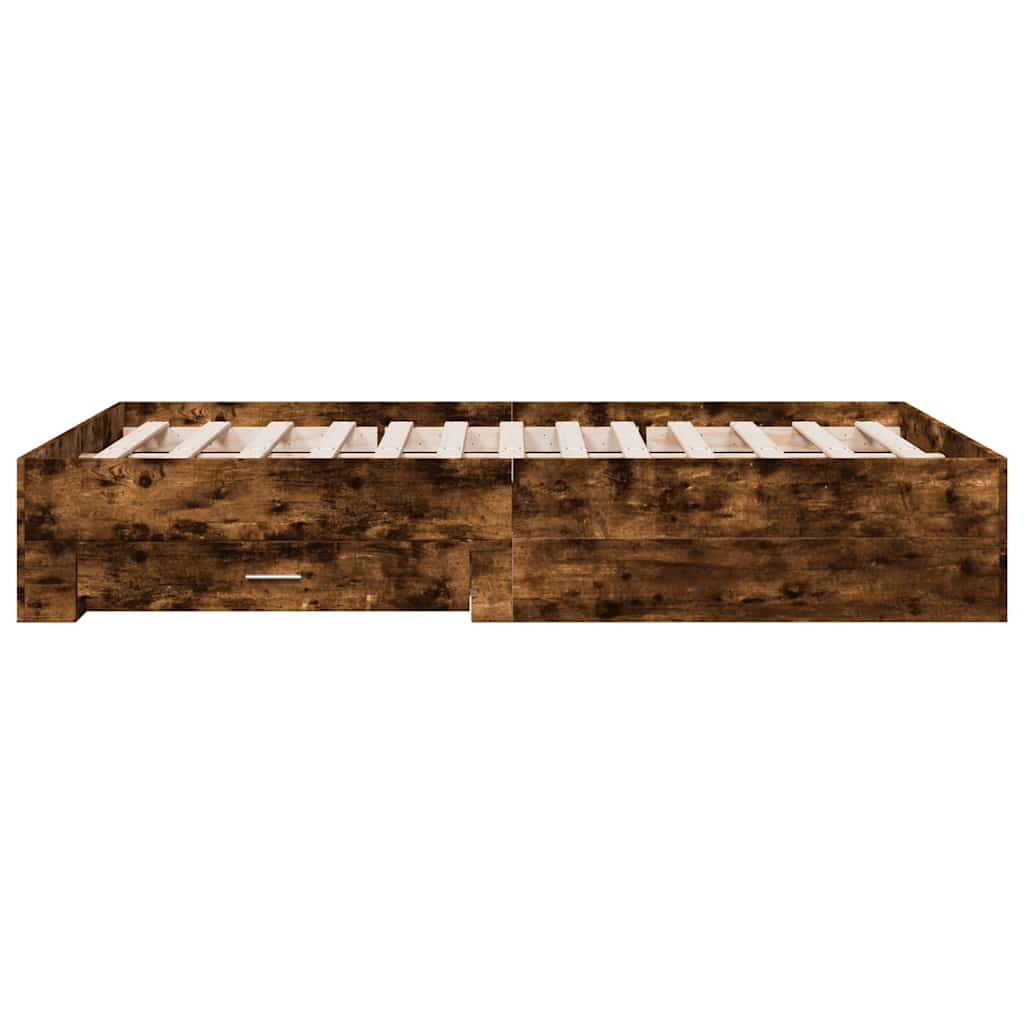 Cadre de lit avec tiroirs sans matelas chêne fumé 135x190 cm - XIOS