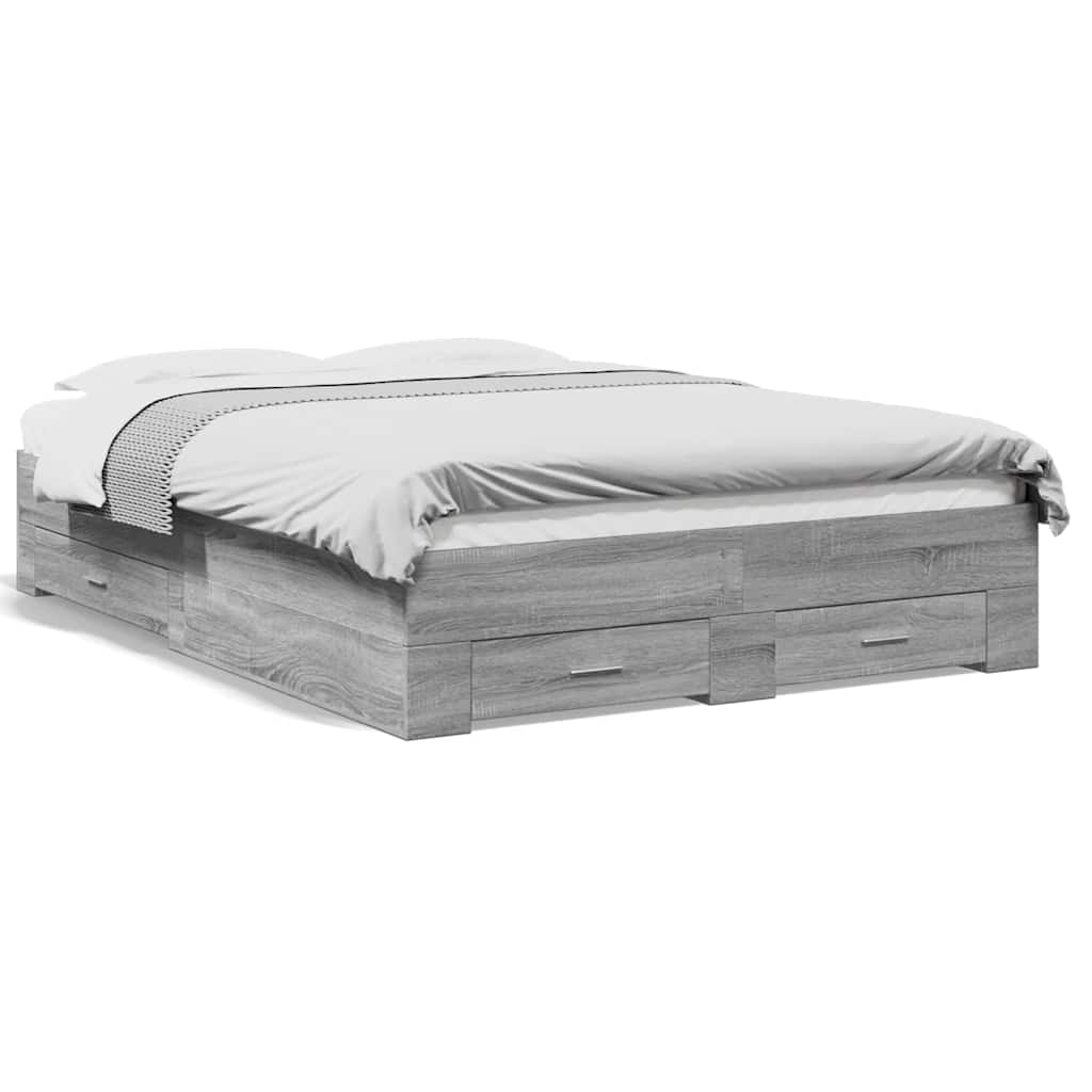 Cadre de lit avec tiroirs sans matelas sonoma gris 135x190 cm - XIOS