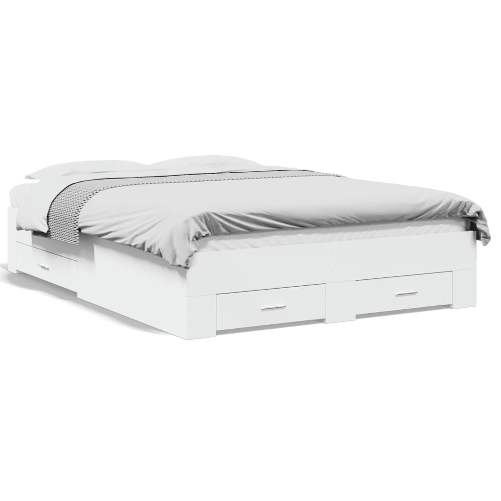 Cadre de lit avec tiroirs sans matelas blanc 120x190 cm - XIOS
