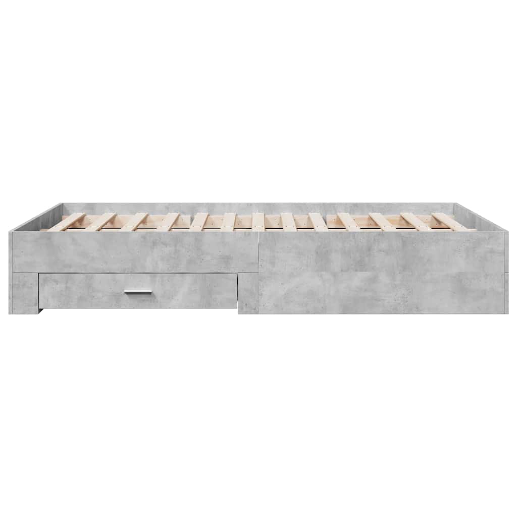 Cadre de lit avec tiroirs sans matelas gris béton 120x190 cm - XIOS