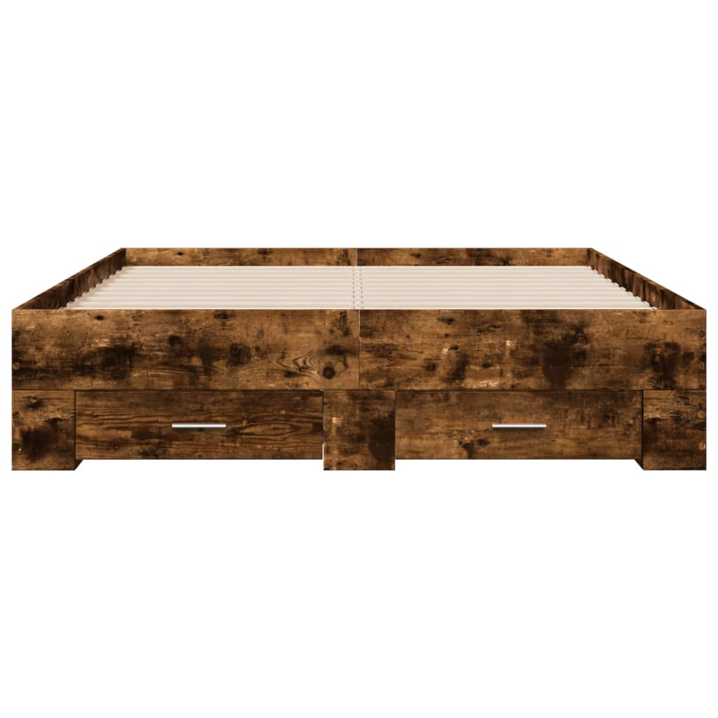 Cadre de lit avec tiroirs sans matelas chêne fumé 120x190 cm - XIOS