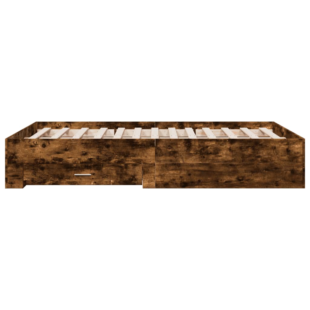 Cadre de lit avec tiroirs sans matelas chêne fumé 120x190 cm - XIOS
