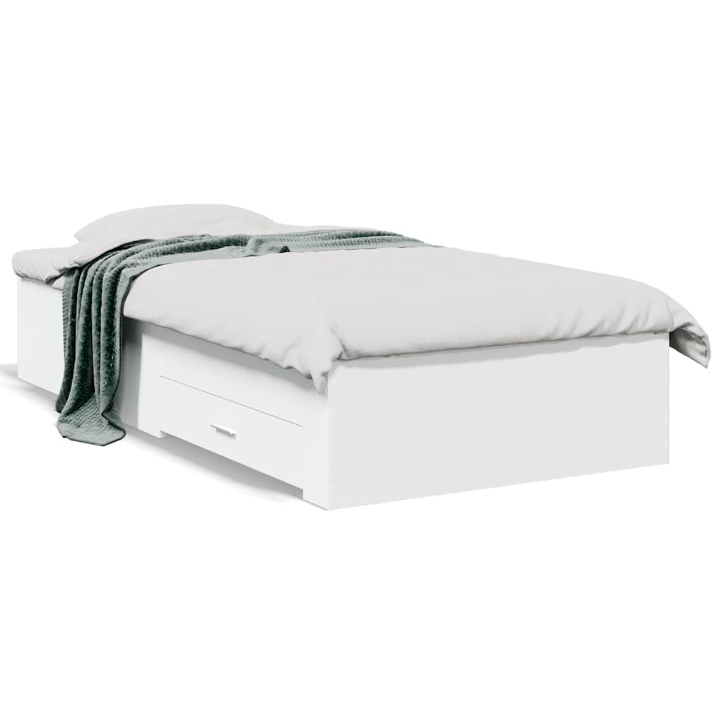 Cadre de lit avec tiroirs sans matelas blanc 100x200 cm - XIOS