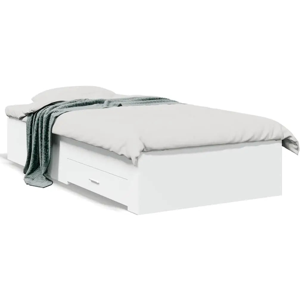 Cadre de lit avec tiroirs sans matelas blanc 100x200 cm - XIOS