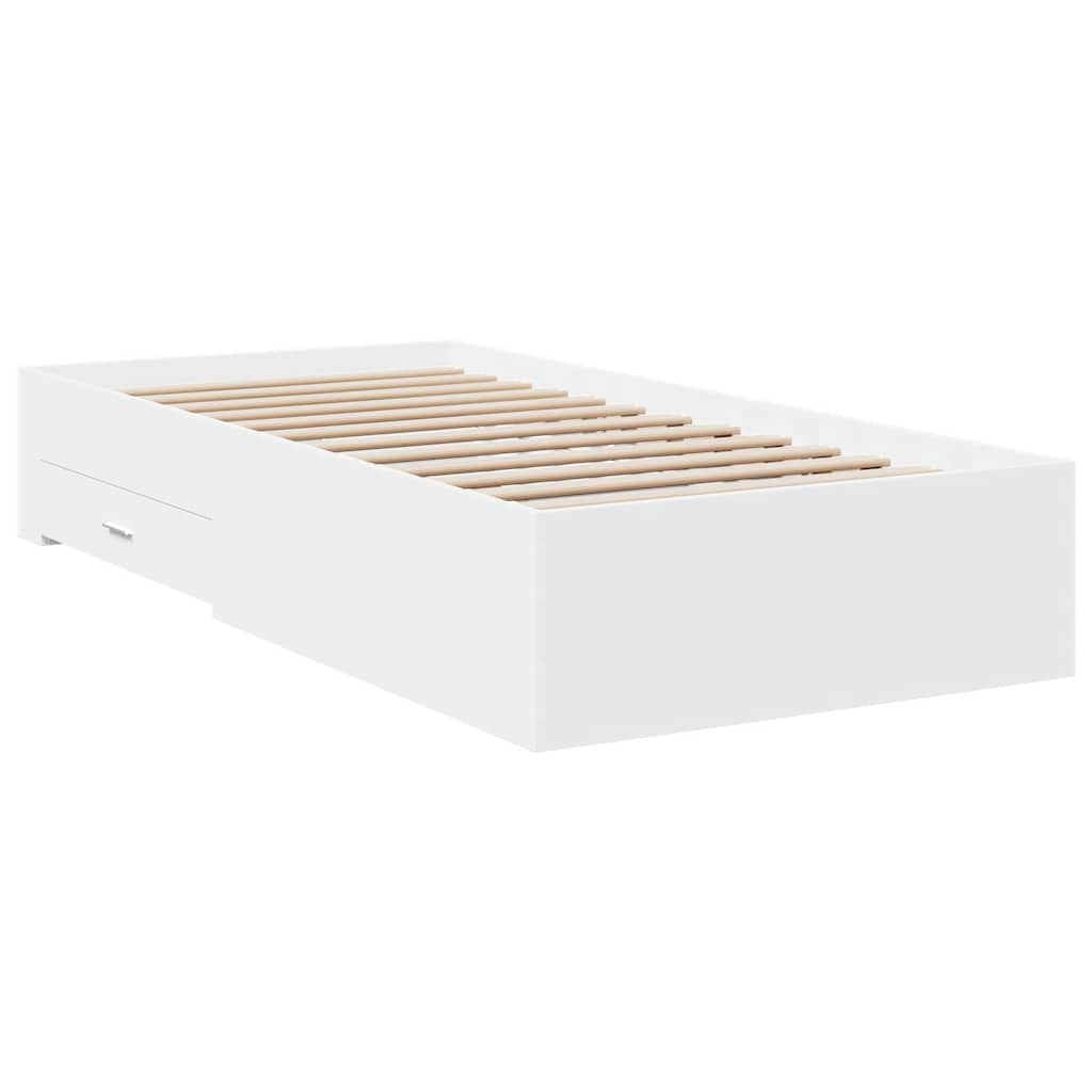 Cadre de lit avec tiroirs sans matelas blanc 100x200 cm - XIOS