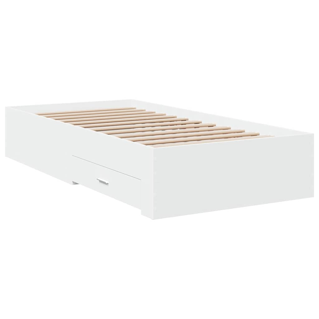 Cadre de lit avec tiroirs sans matelas blanc 100x200 cm - XIOS