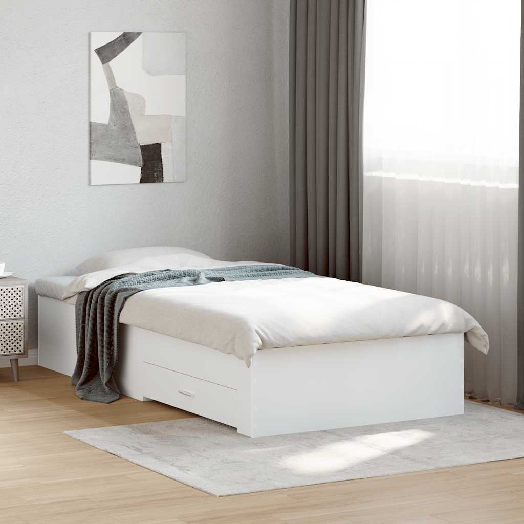 Cadre de lit avec tiroirs sans matelas blanc 100x200 cm - XIOS