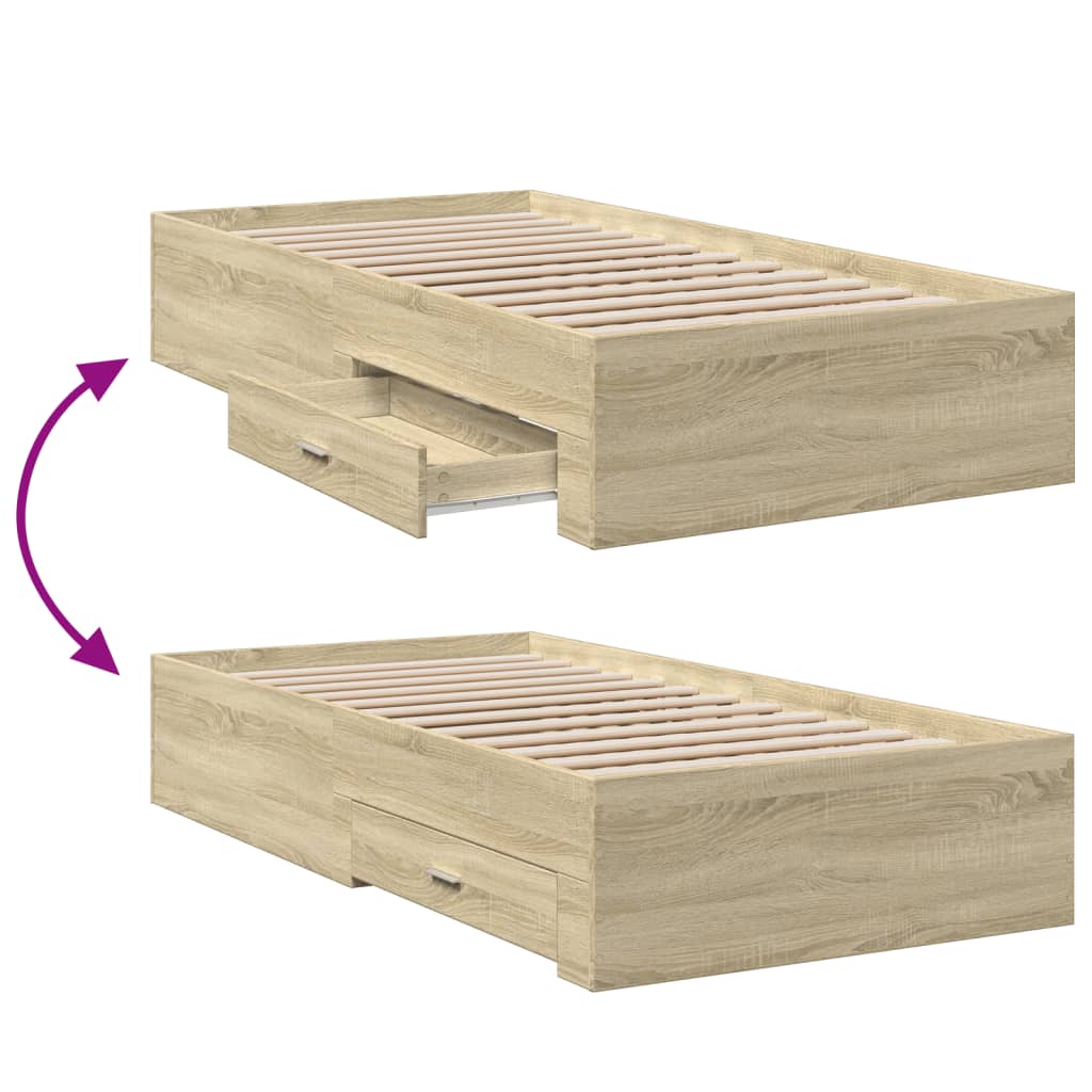 Cadre de lit avec tiroirs sans matelas chêne sonoma 100x200 cm - XIOS
