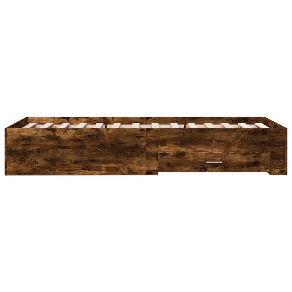Cadre de lit avec tiroirs sans matelas chêne fumé 100x200 cm - XIOS