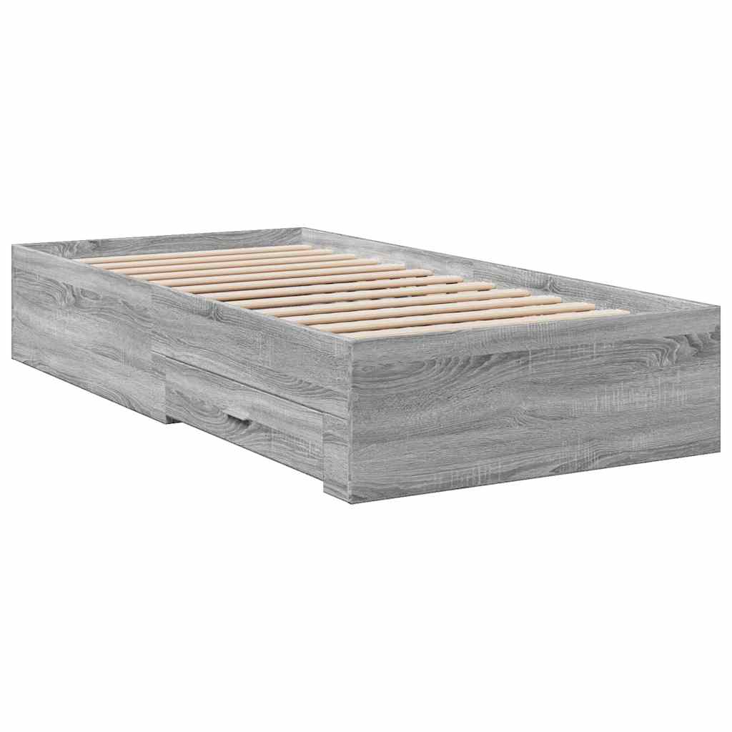 Cadre de lit avec tiroirs sans matelas sonoma gris 100x200 cm - XIOS