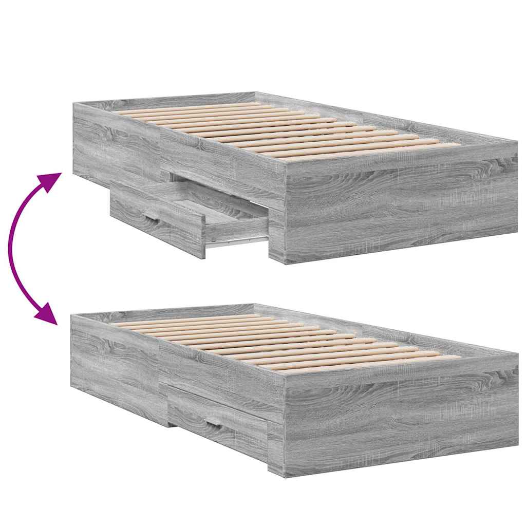 Cadre de lit avec tiroirs sans matelas sonoma gris 100x200 cm - XIOS