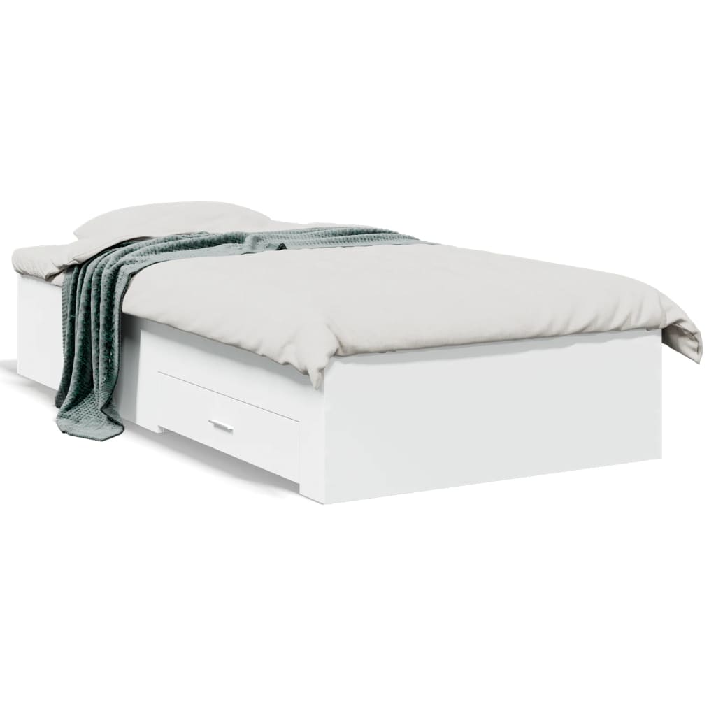 Cadre de lit avec tiroirs sans matelas blanc 90x200 cm - XIOS