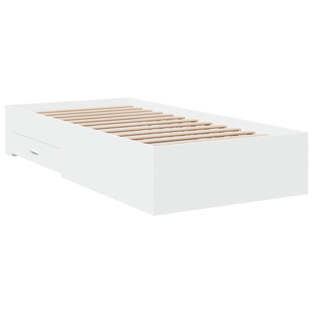 Cadre de lit avec tiroirs sans matelas blanc 90x200 cm - XIOS