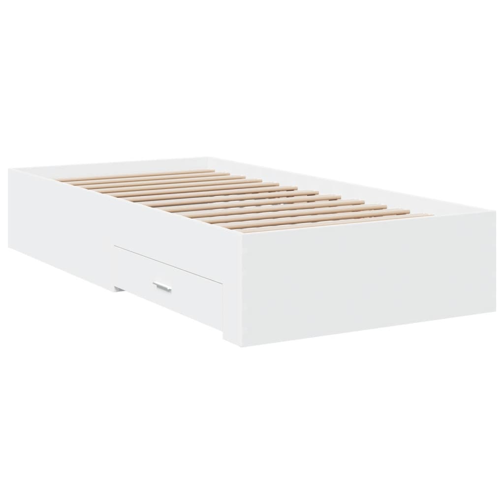 Cadre de lit avec tiroirs sans matelas blanc 90x200 cm - XIOS