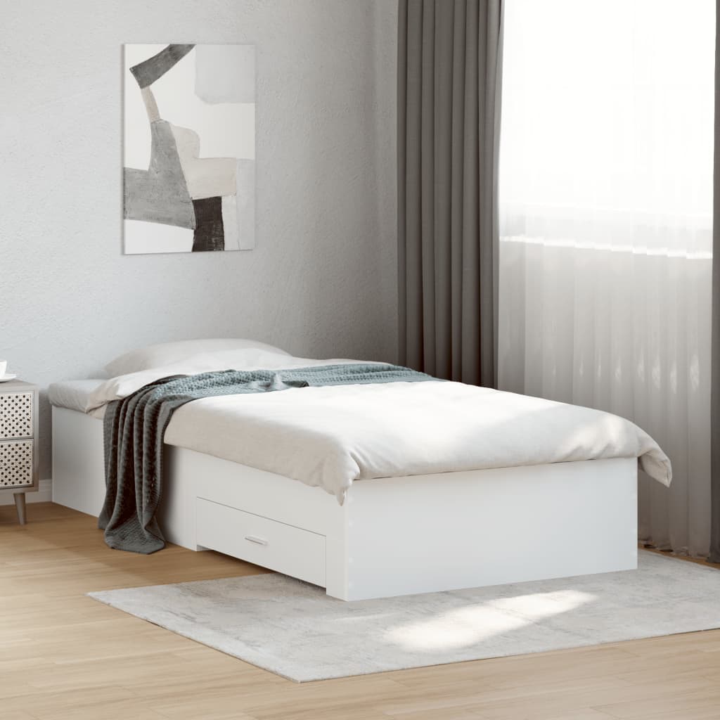 Cadre de lit avec tiroirs sans matelas blanc 90x200 cm - XIOS