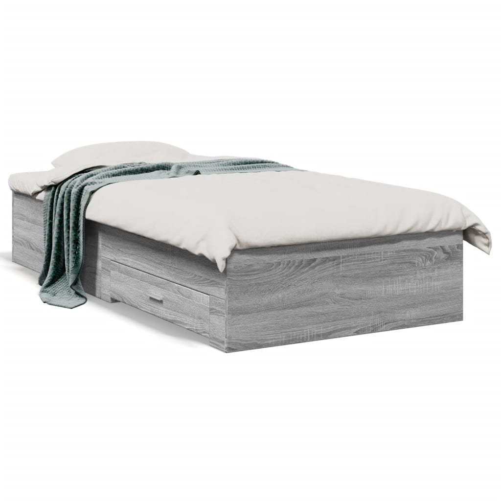 Cadre de lit avec tiroirs sans matelas sonoma gris 90x200 cm - XIOS