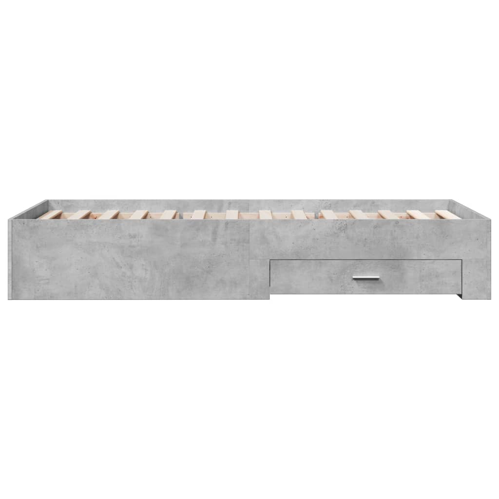 Cadre de lit avec tiroirs sans matelas gris béton 90x190 cm - XIOS