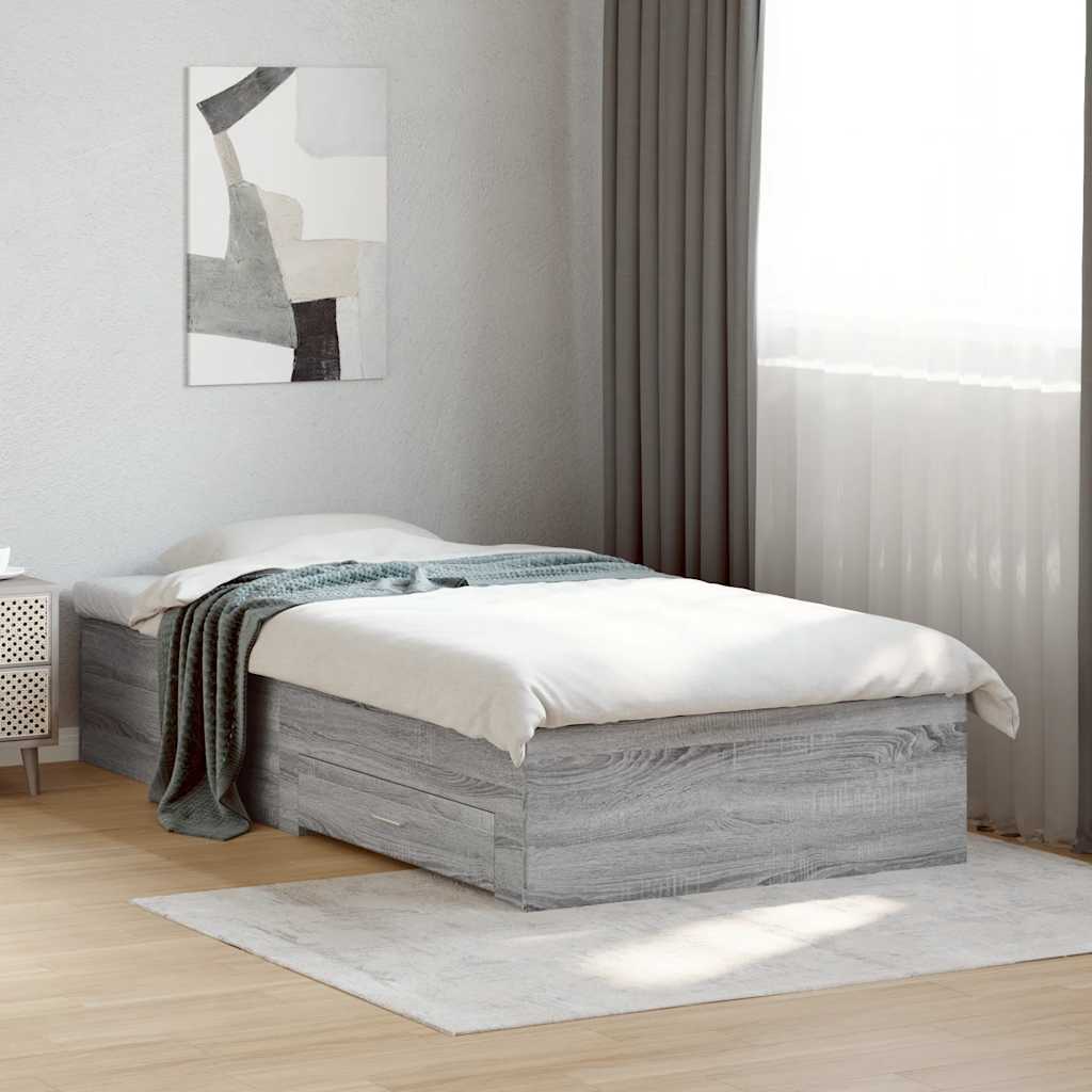Cadre de lit avec tiroirs sans matelas sonoma gris 90x190 cm - XIOS