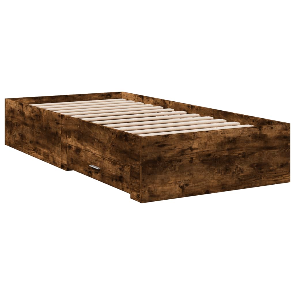 Cadre de lit avec tiroirs sans matelas chêne fumé 75x190 cm - XIOS