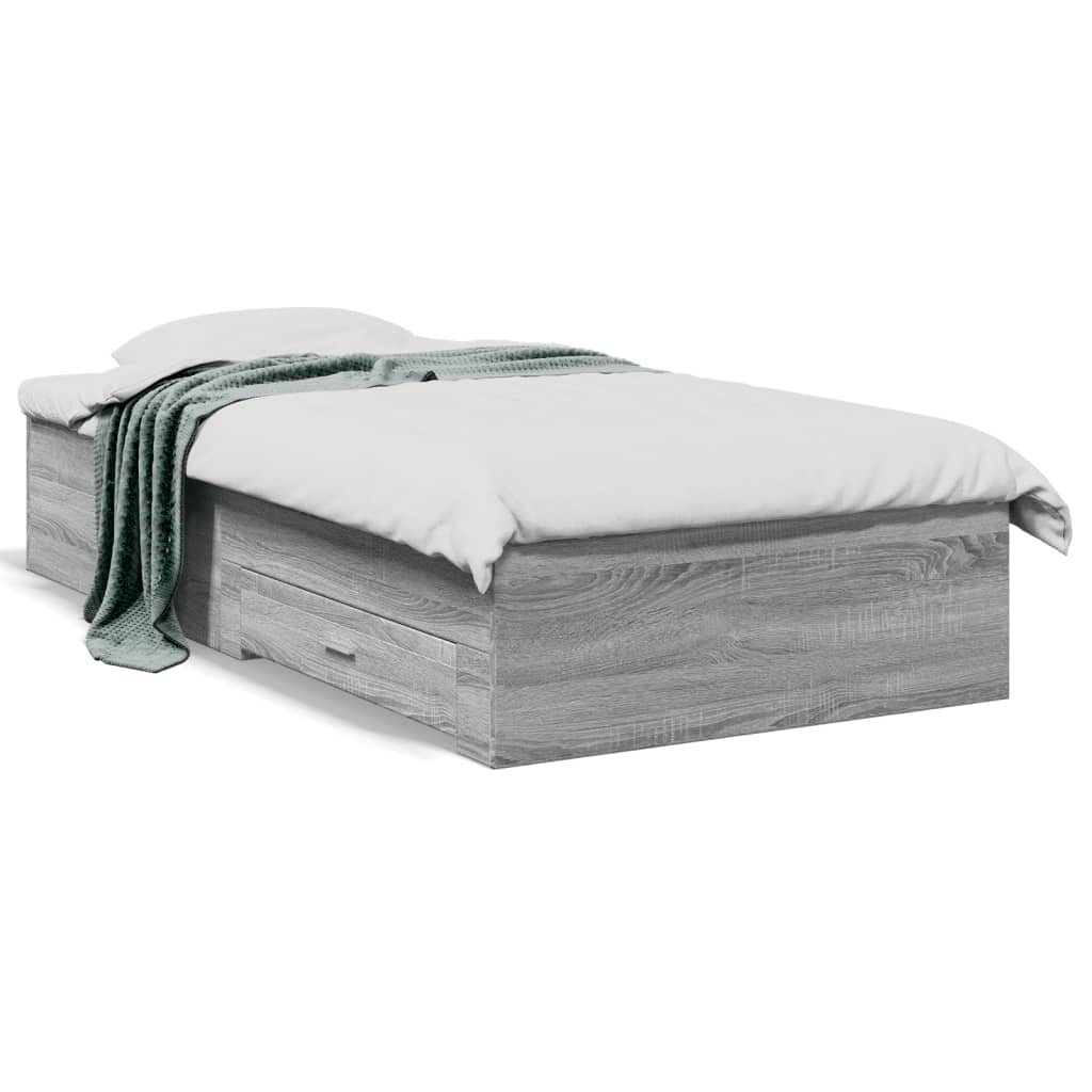 Cadre de lit avec tiroirs sans matelas sonoma gris 75x190 cm - XIOS