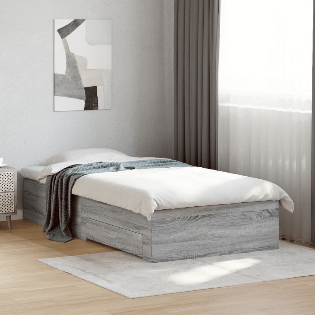 Cadre de lit avec tiroirs sans matelas sonoma gris 75x190 cm - XIOS