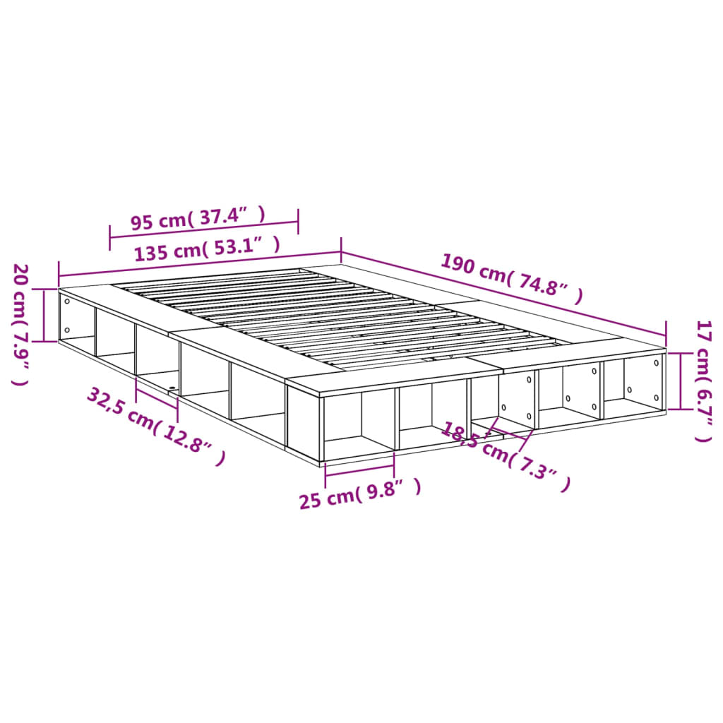 Cadre de lit sans matelas blanc 135x190 cm - XIOS