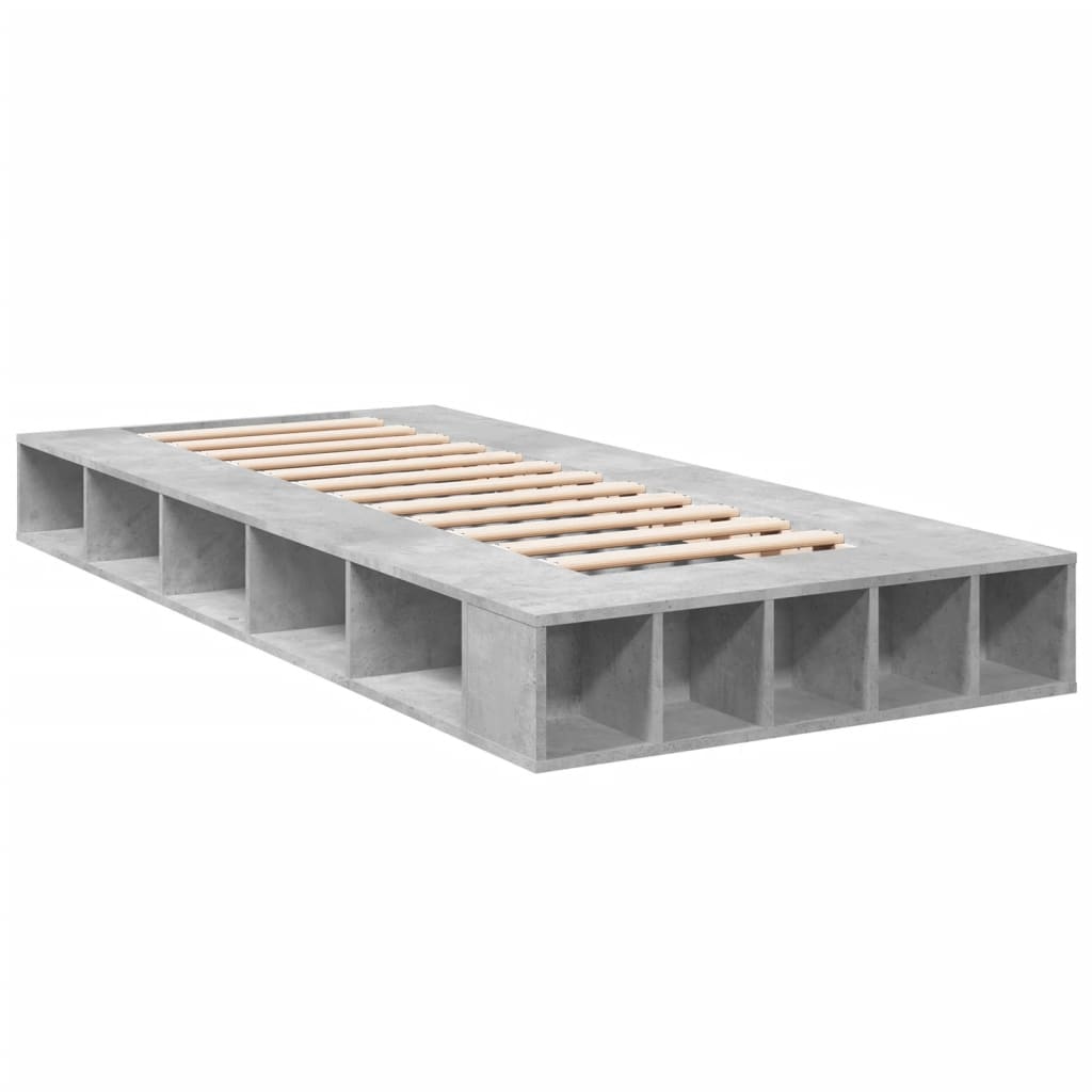 Cadre de lit sans matelas gris béton 90x200 cm - XIOS