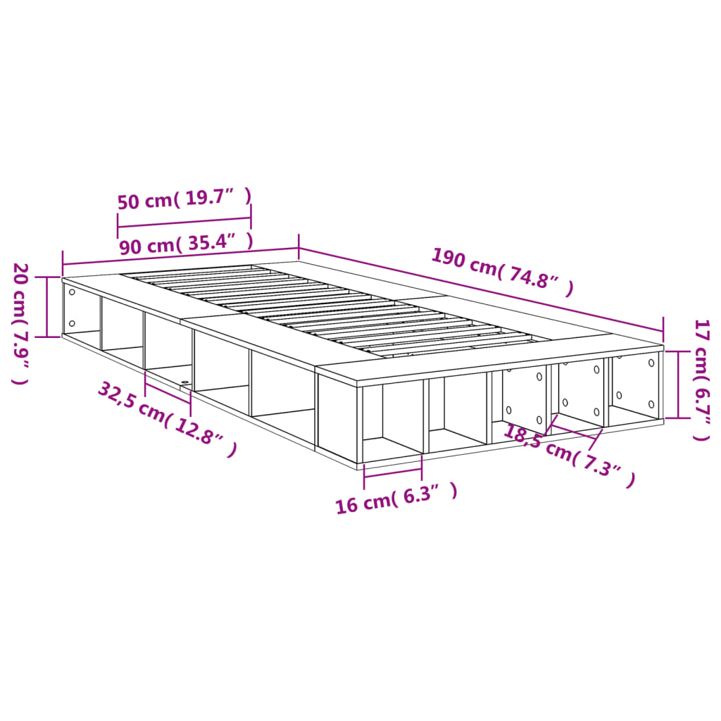 Cadre de lit sans matelas blanc 90x190 cm - XIOS