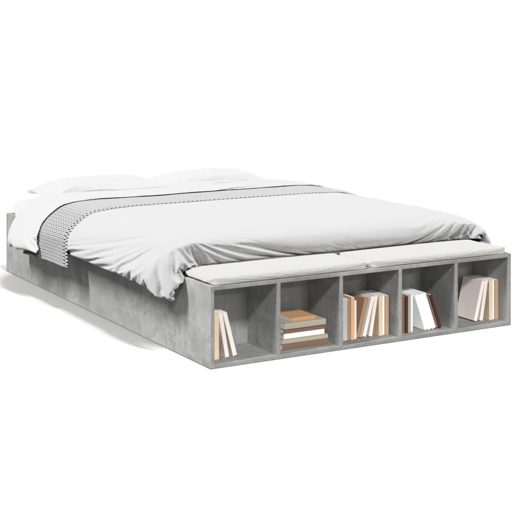 Cadre de lit sans matelas gris béton 150x200 cm - XIOS